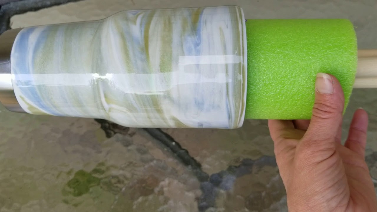 Epoxy application on tumbler without a cup turner (Rotisserie