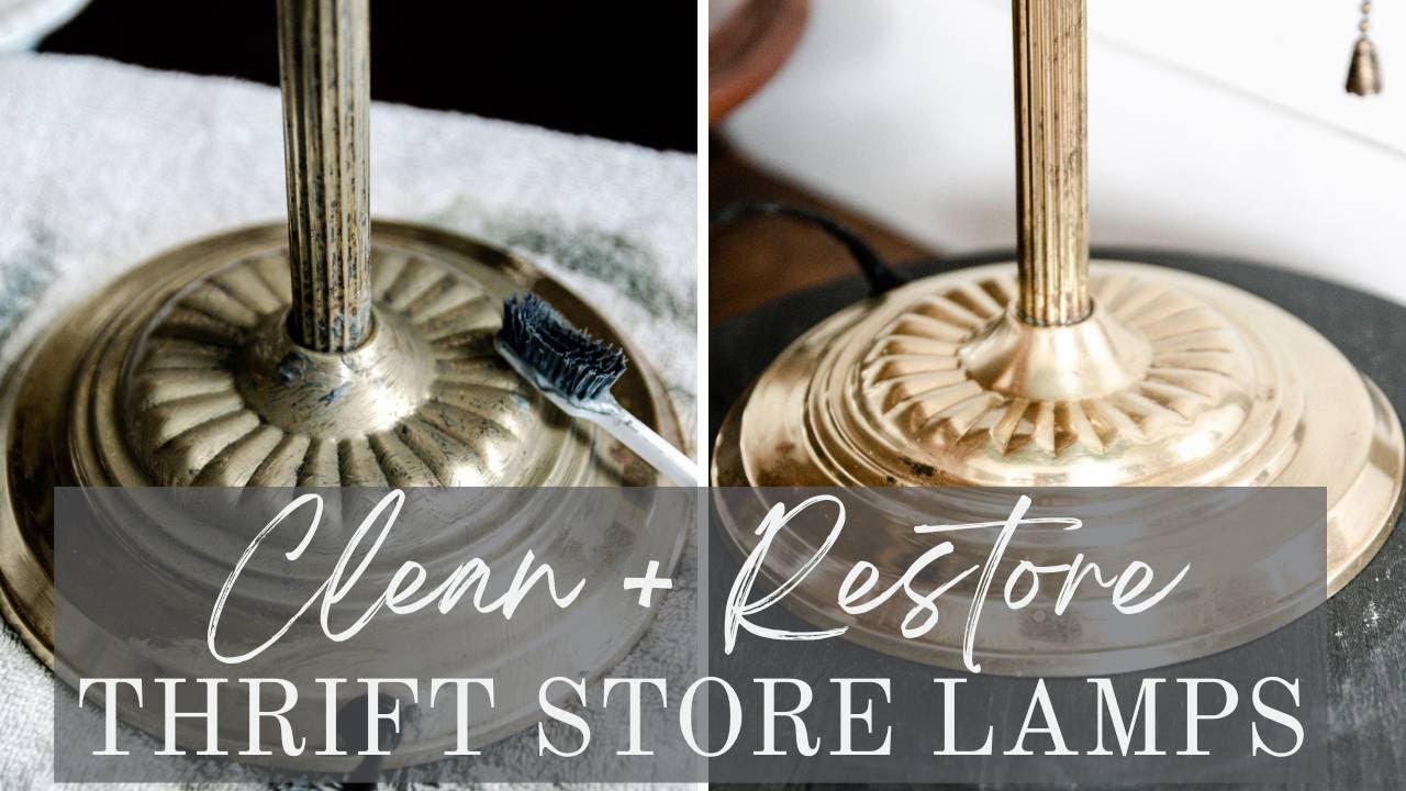 How To Clean Brass Lamps  Thrifted Lamp Clean and Restore 