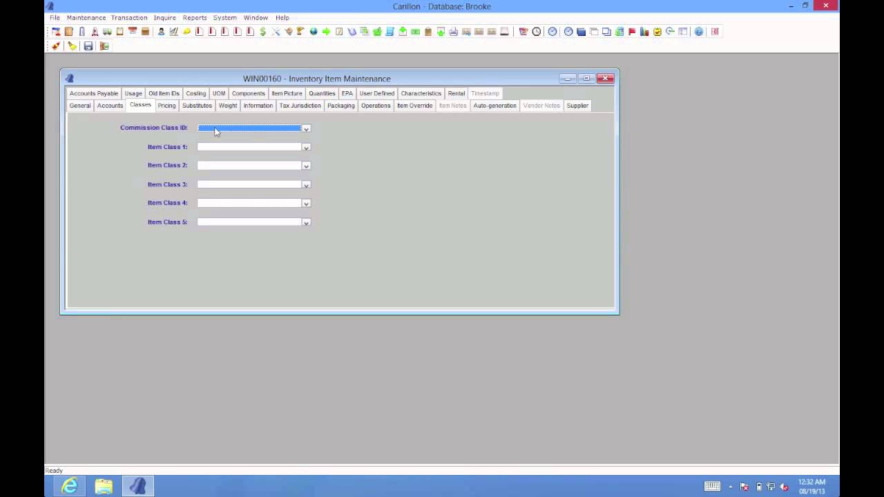 Inventory Item Maintenance in Carillon® ERP