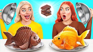 Real Food vs Chocolate Food Challenge by Jelly DO