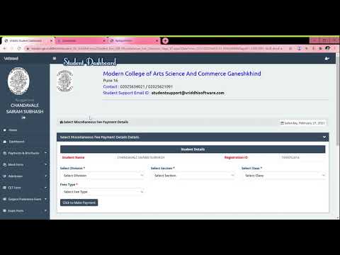 How to make online payment on Vriddhi Software after filling the exam form.