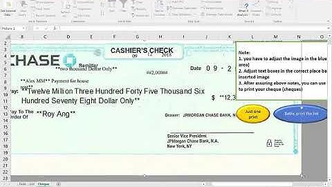 Print Cheque by Microsoft Excel