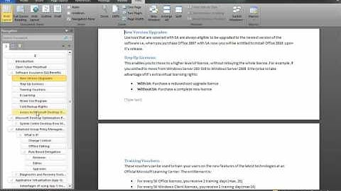 Word 2010 Navigation Pane