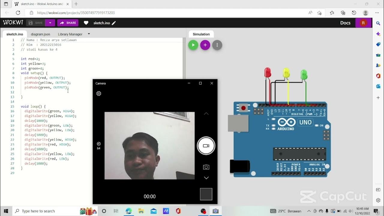 Penggunaan lampu LED pada board Arduino UNO - YouTube