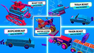 PLAY TOP 5 VEHICLES CODE WORKSHOP MAPS STUMBLE GUYS‼️ MOTORCYCLE, CAR, TRAIN & TANK 🚂🛵