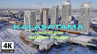 Kalasatama, Helsinki on a winter day - 4K drone video