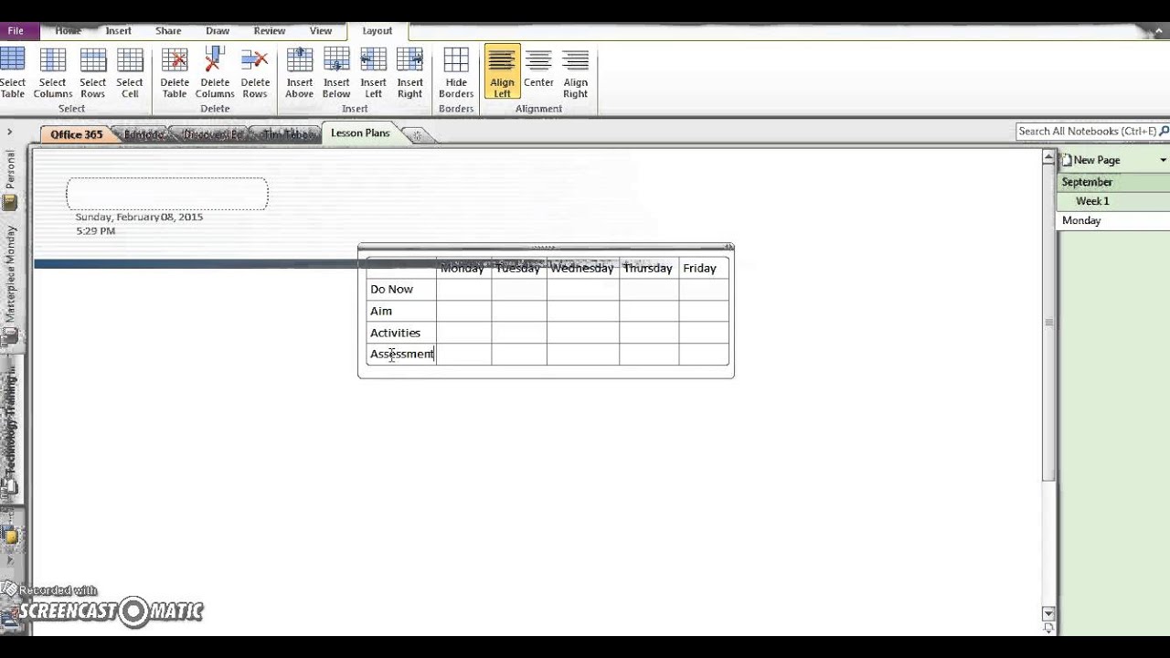 ms onenote using tables creating templates youtube onenote 2013 templates
