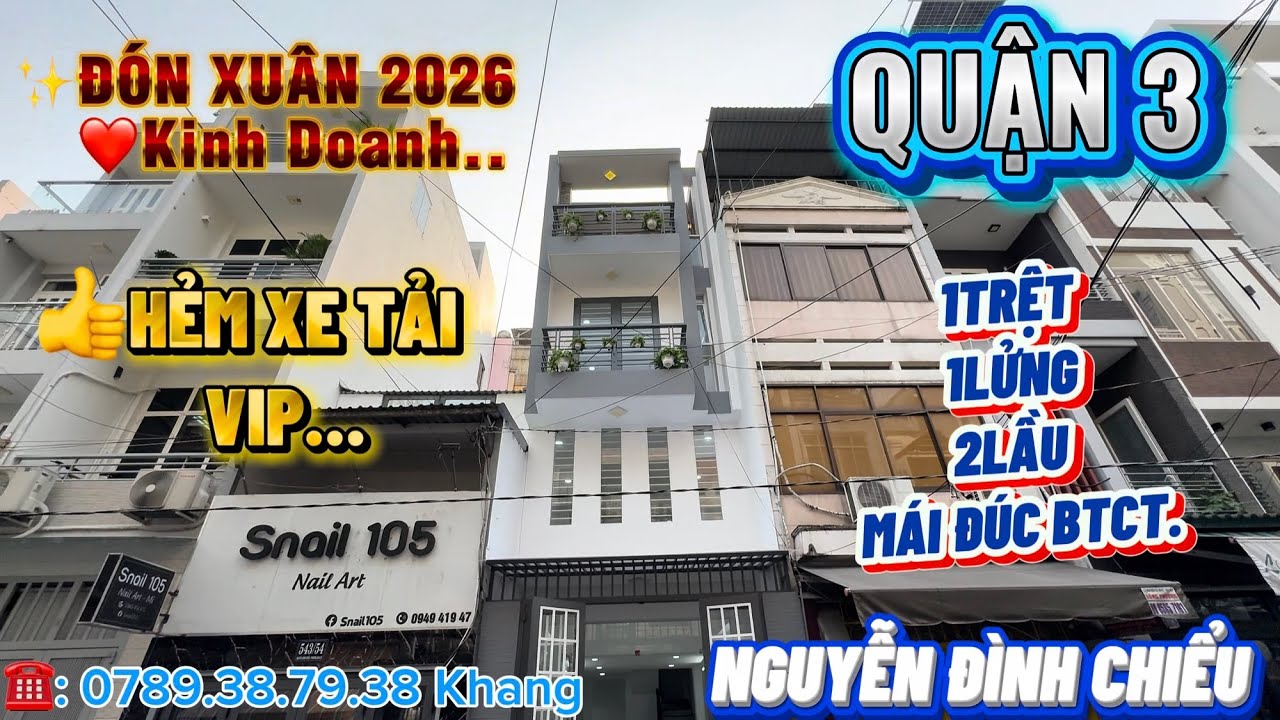 🏠Mới đẹp Quận 3 đúc 4Tầng.👍Hẻm Nhựa 8M..Vipp..✨ĐÓN XUÂN 2026.❤️Giá: 12 tỷ xTL☎️: 