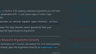 Fixing subprocess.run Type Errors with TypedDict in Python 3.12