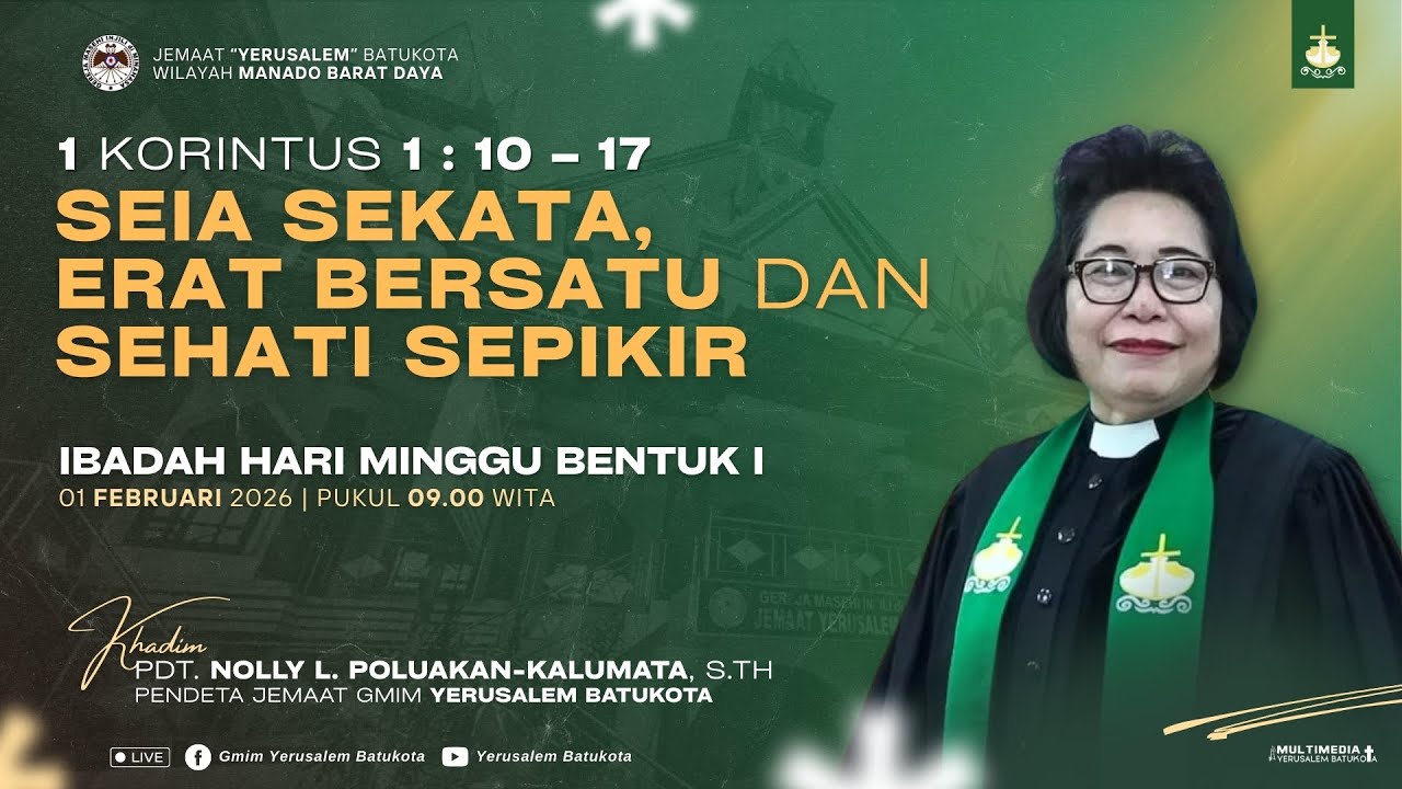 LIVE - IBADAH HARI MINGGU BENTUK I GMIM YERUSALEM BATUKOTA - [01/02/2026]