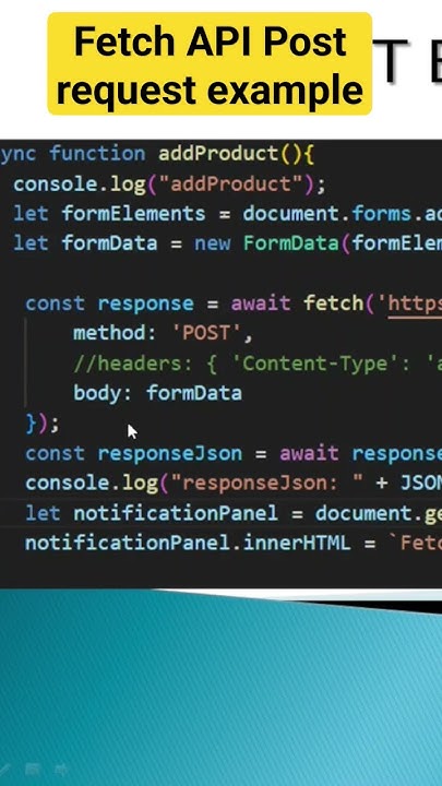 Post request example using Fetch Api #fetch #javascript - YouTube