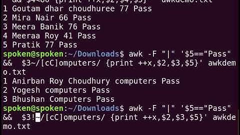 Variables and Operators in awk - Kannada