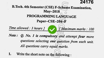 2018 Mdu BTech CSE 4th Sem Programming Language Question Paper