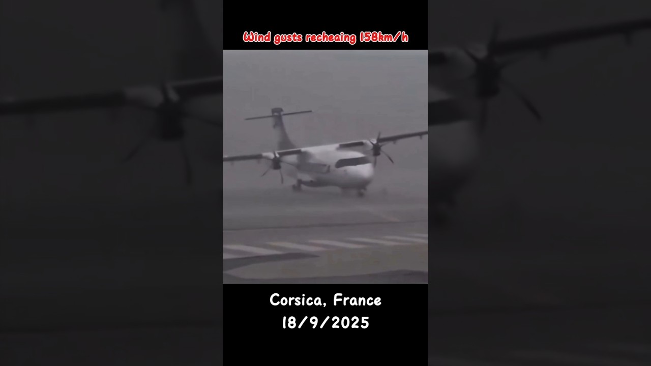 Wind gusts reaching 158km/h at Corista France #shortvideo #france #airportnews