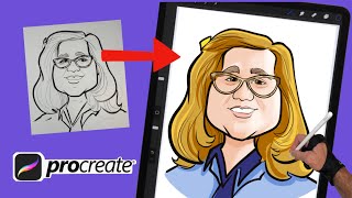 Easy Color Caricature Drawing From Ink Sketch: Full Procreate Tutorial!