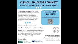 Clinical Educators Connect Discipline Series  - Physical Therapy
