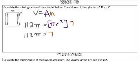 Volume of Cylinders Solving for Radius Video #2