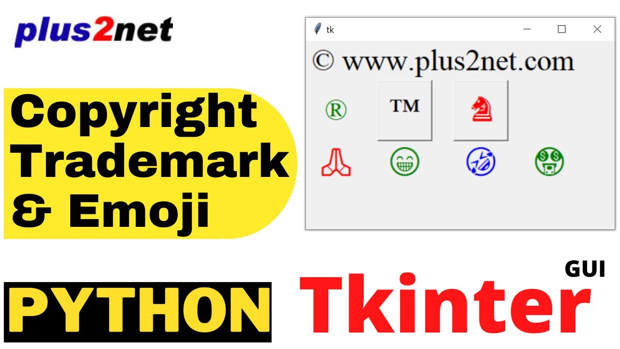 Tkinter displaying copyright registered trademark and emoji symbols ...