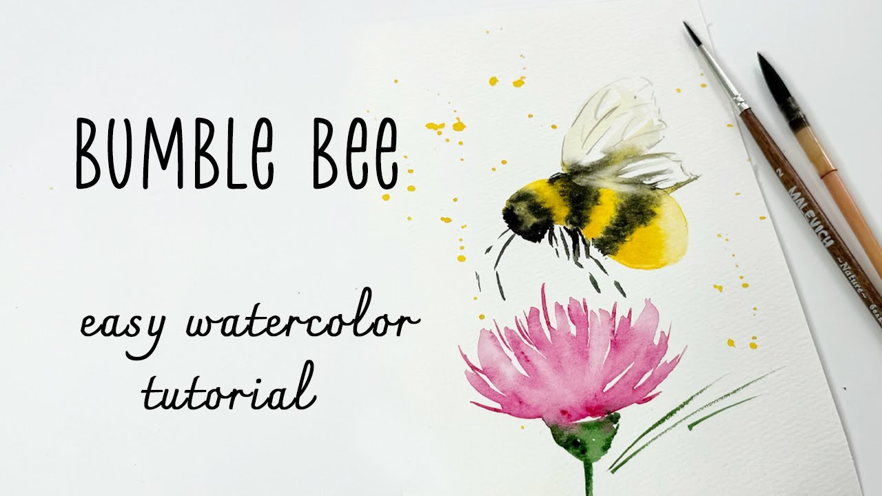 How to Paint Watercolor Bumble Bee - Easy and Quick Tutorial - YouTube