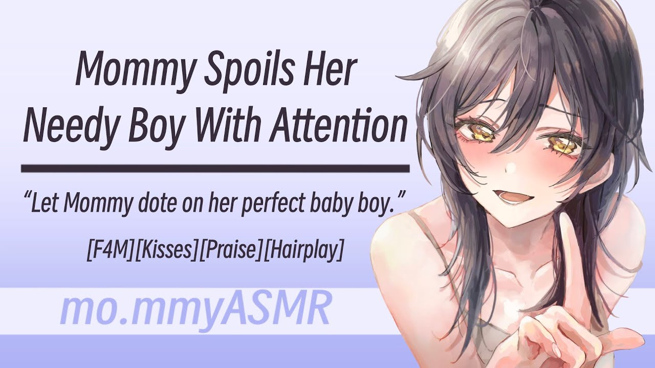 Мама балует своего капризного мальчика вниманием [F4M][Поцелуи][Похвала][Игра с причёской]
