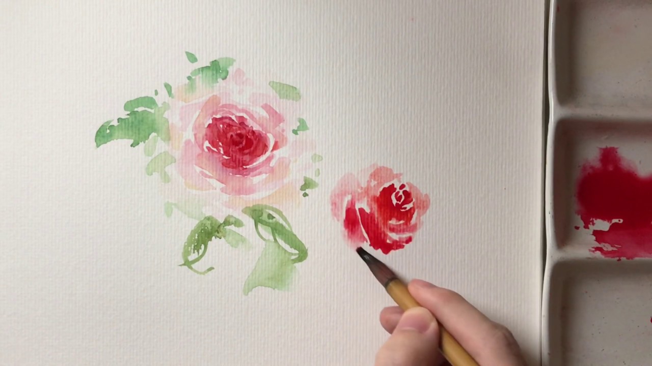 廣東話教你畫水彩玫瑰花 How To Draw A Rose 水彩教學 Drawing Tutorial 清新水彩花卉 Youtube