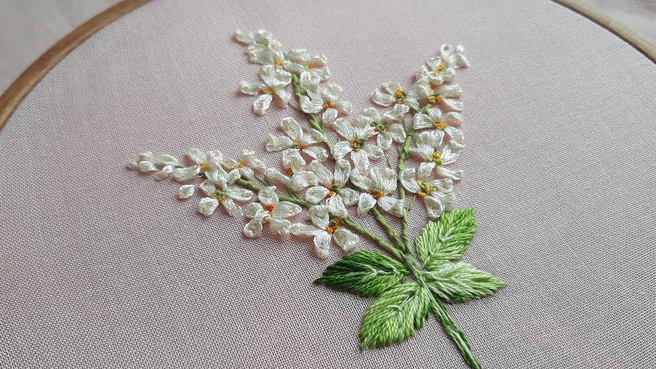 Best Spring Embroidery Bird Cherry Flowers Ribbon Embroidery & thread