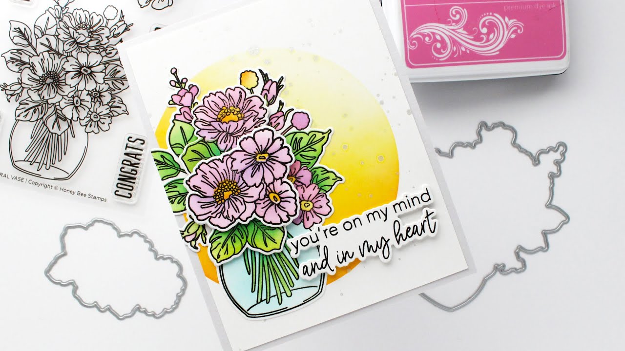 Floral Vase 4x8 Stamp Set - Honey Bee Stamps