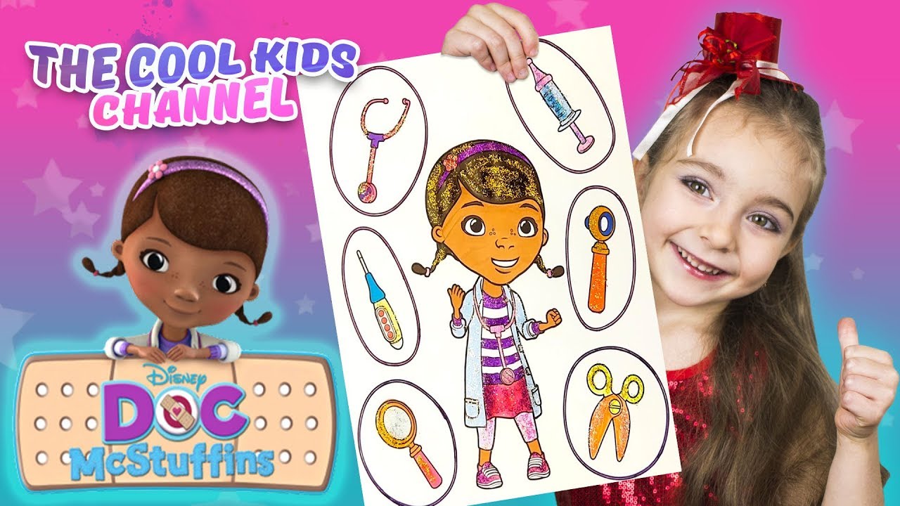 Doc McStuffins coloring book video.  Learn colors with pleasure.