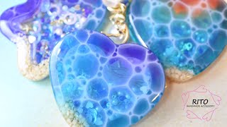 ダイソー商品を使って存在感バッチリの海を作りました～UVレジン～ハンドメイド、りと、RITO、作り方、海塗り、シェイカー、ハート、星、ダイソーモールド、新商品紹介、クジラ、シャカシャカ