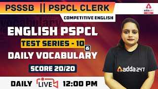 PSPCL Clerk Exam Preparation 2021, PSSSB | English | PSPCL Test Series #10