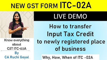 GST new form ITC-02A released//Big change in GST portal//