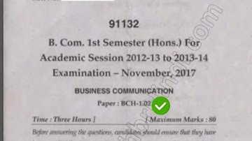 Mdu Bcom Hons 1st Sem Business Communication Question Paper #MduQuestionPaper