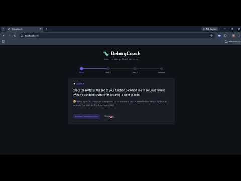 DebugCoach 🐛 | AI Debugging Tutor That Teaches, Not Just Fixes