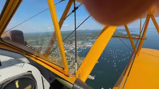 The view of Rockland from the open cockpit of a 1942 biplane