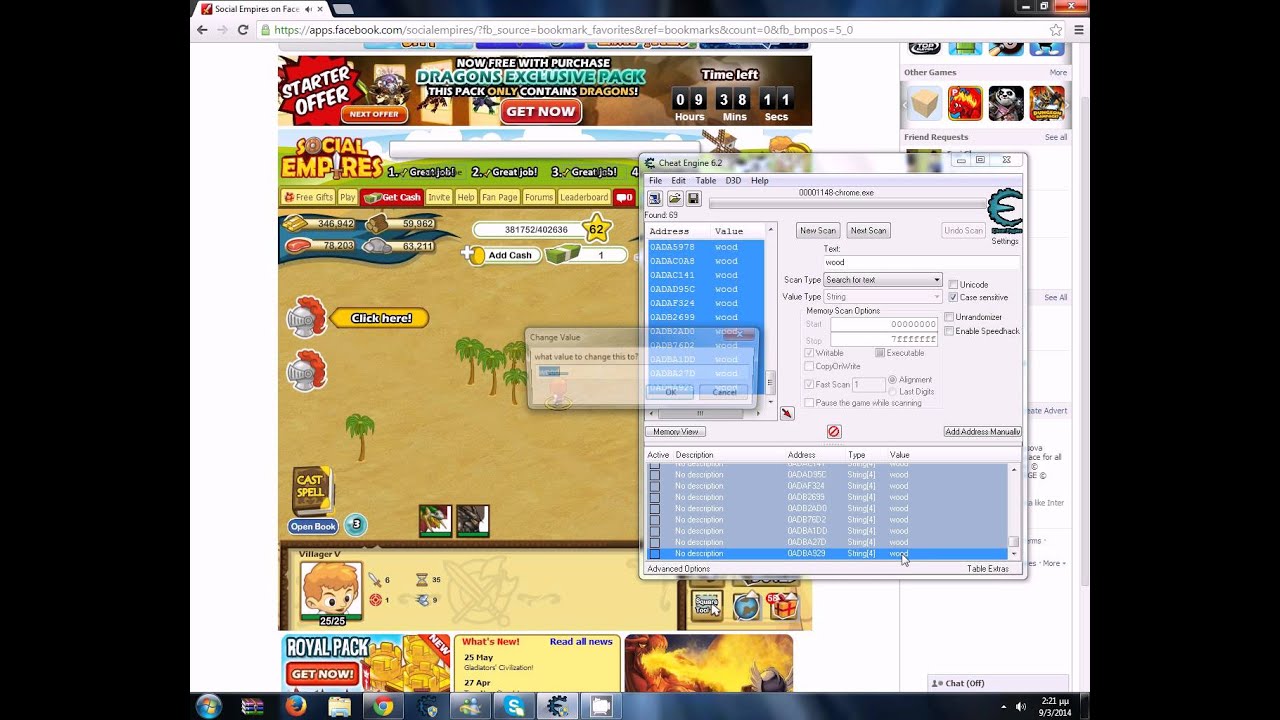 How to hack Social Empire's cash using Cheat Engine 6.2