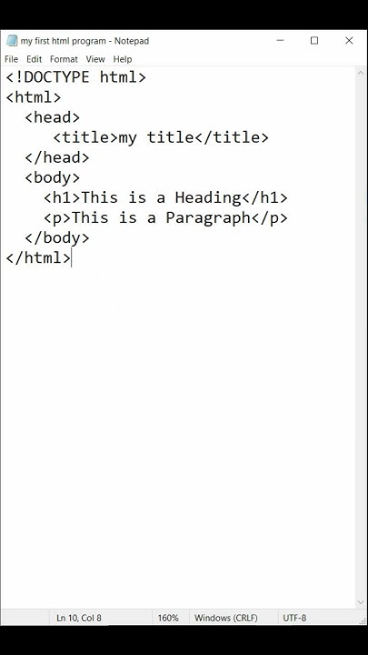 How to Create HTML File | My First HTML Program #shorts - YouTube