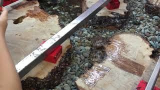 First Epoxy Pour of the River Rock Table