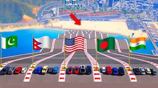 GTA 5: India🇮🇳 Pakistan🇵🇰 Bangladesh🇧🇩 Nepal🇳🇵 USA🇺🇲 Cars JUMP Challenge screenshot 4