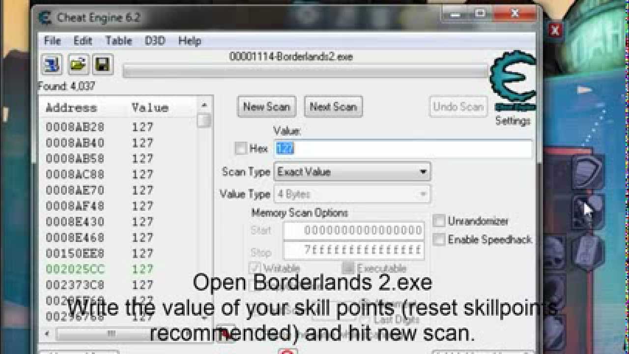 cheat engine borderlands 2