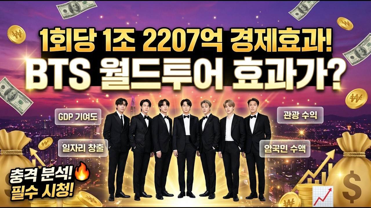 🔥1회당 1조 2207억 경제효과! BTS 월드투어의 놀라운 파급력 | GDP 기여도·일자리 창출·관광 수익 총정리 | 충격