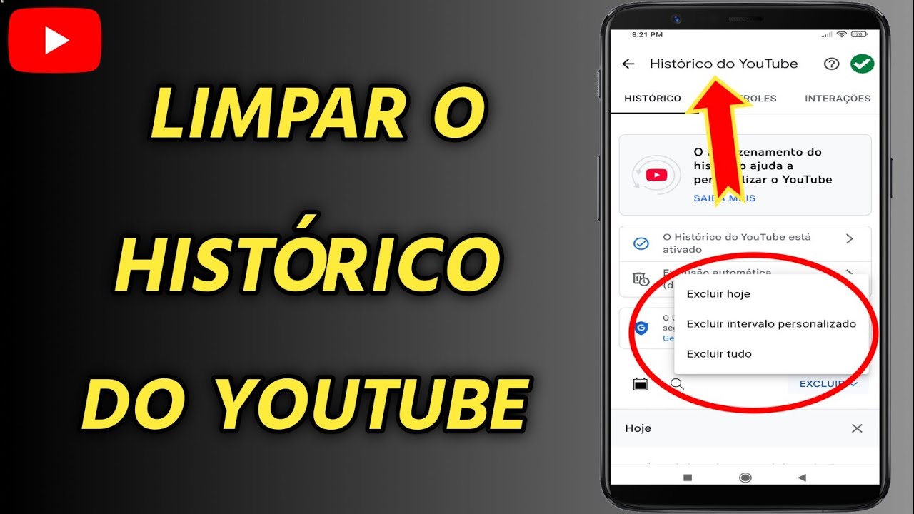 COMO LIMPAR O HISTÓRICO DO YOUTUBE (PESQUISAS E VÍDEOS) | APAGAR ...