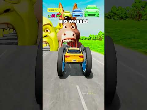 Big & Small Cars vs Donkey & Shrek