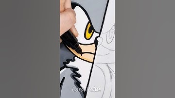 Drawing ⚡️Silver Sonic⚡️ The Hedgehog with Posca Markers! #shorts #sonic  #drawingprocess