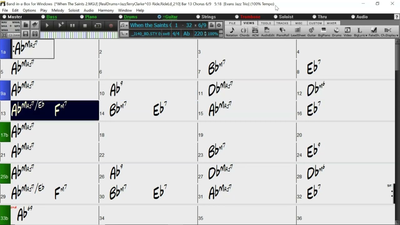 BACKING TRACK - WHEN THE SAINTS GO MARCHING IN (Ab) 220 BPM SWING
