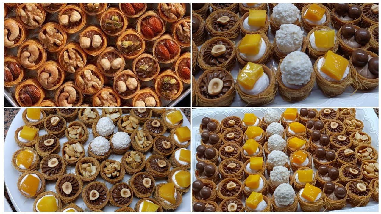 كنافه عش البلبل 🥰حلويات رمضانيه 2024 اساور الكنافه بالنوتيلا والمكسرات والمانجه