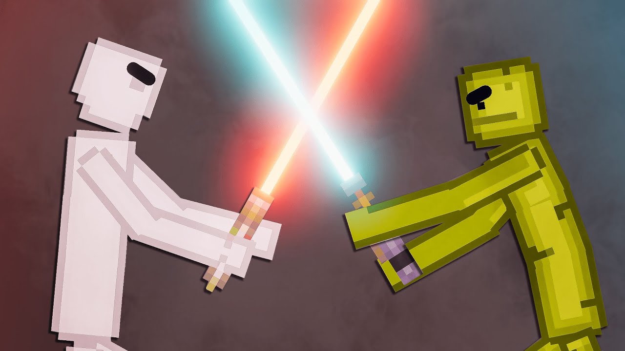 Human Fights Melon Playground With Lightsaber in People Playground