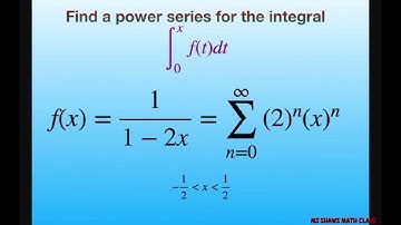 Find a power series for the integral f(t) dt over (0, x) for f(x) = 1/(1-2x)= Sum of  (2)^n x^n