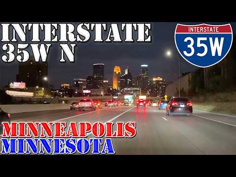I-35W North - Minneapolis - Minnesota - 4K Night Highway Drive