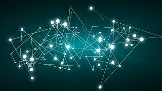 Celebrity Wave dance motion of linked particles on dark background with colored light Profile