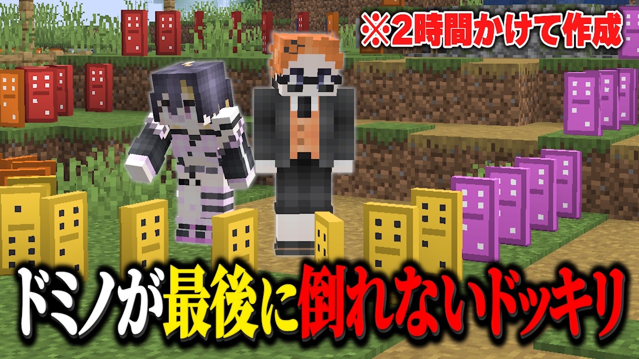 頑張って並べた大量のドミノが全く倒れないドッキリ